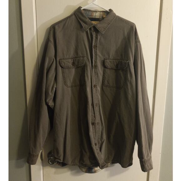 RedHead Sportsman Flannel Lined Canvas Work Shirt Jacket Mens Large Brown Plaid - Picture 1 of 10